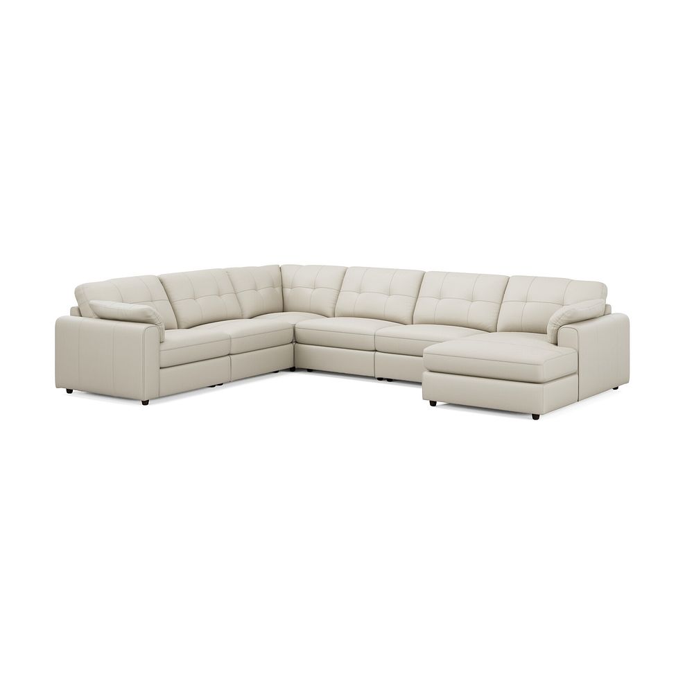 Marley Modular 6 Seater Right Hand Corner Sofa with Chaise in Oslo Bone China Leather - Group 19 1