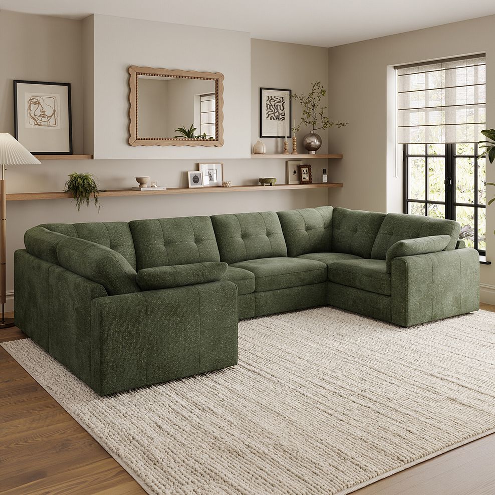 Marley Small U-Shape Modular Corner Sofa in Lila Pine Fabric - Group 10 1