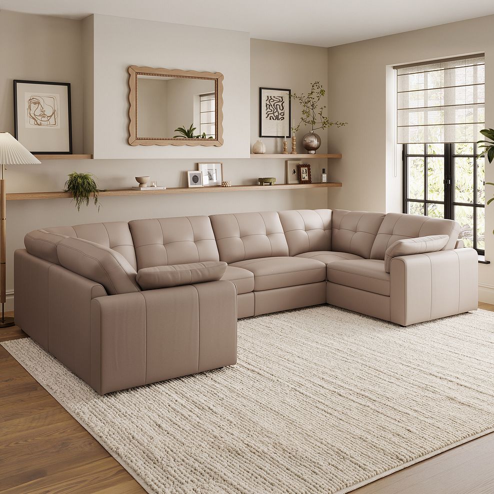 Marley Small U-Shape Modular Corner Sofa in Oslo Mushroom Leather - Group 10 1