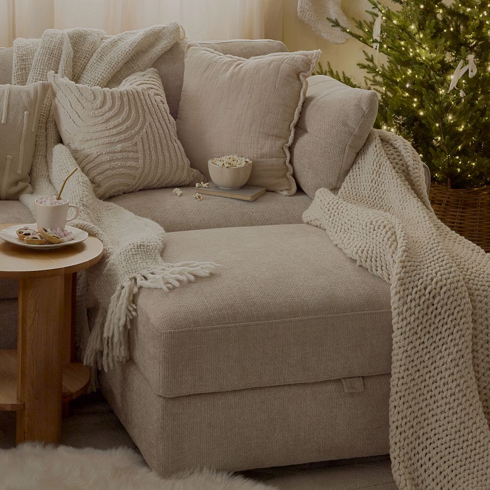 Marley Storage Footstool in  Lila Natural Fabric 2