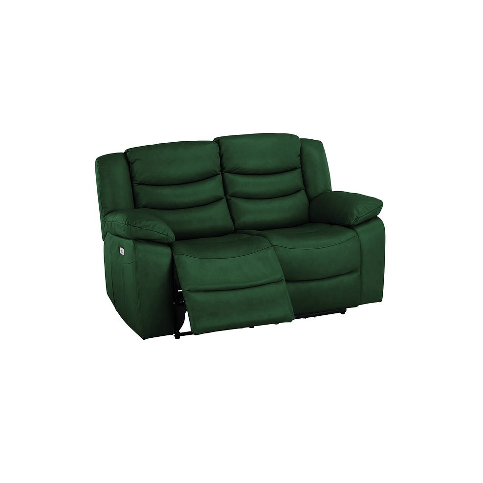 Marlow 2 Seater Electric Recliner Sofa in Green Leather 3