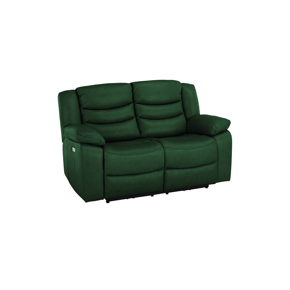 Marlow 2 Seater Electric Recliner Sofa in Green Leather 1