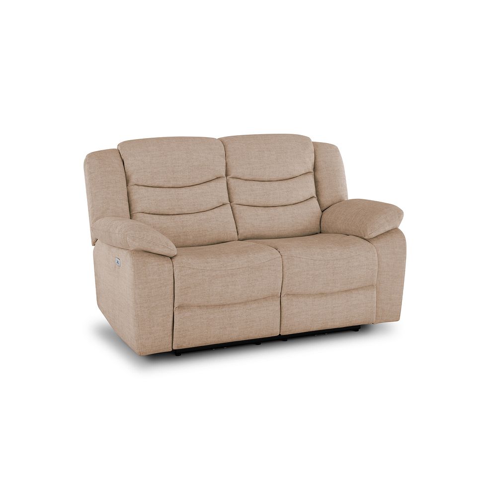 Marlow 2 Seater Electric Recliner Sofa in Plush Beige Fabric 1