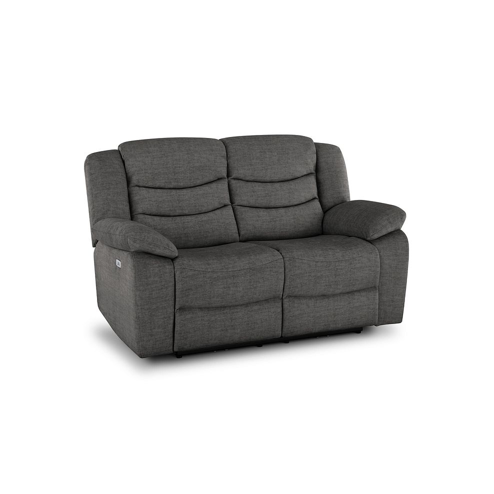 Marlow 2 Seater Electric Recliner Sofa in Plush Charcoal Fabric 1