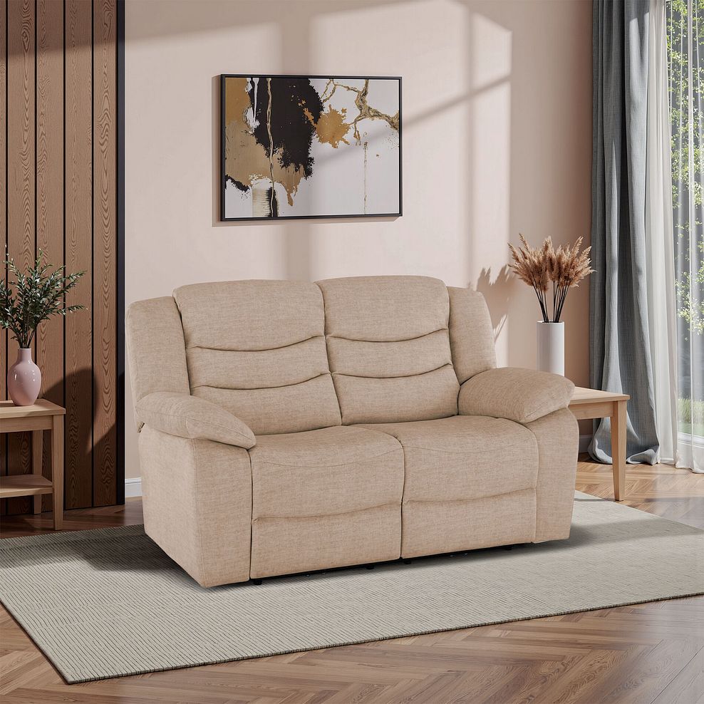 Marlow 2 Seater Sofa in Plush Beige Fabric 1