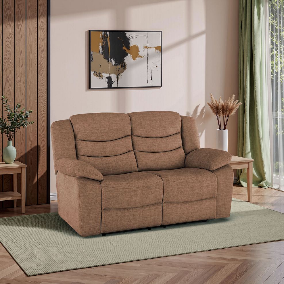 Marlow 2 Seater Sofa in Plush Brown Fabric 1