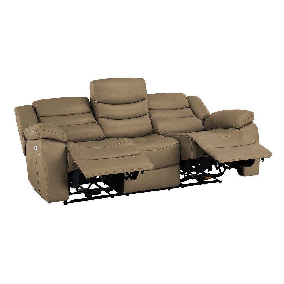 Marlow 3 Seater Electric Recliner Sofa in Beige Leather 4