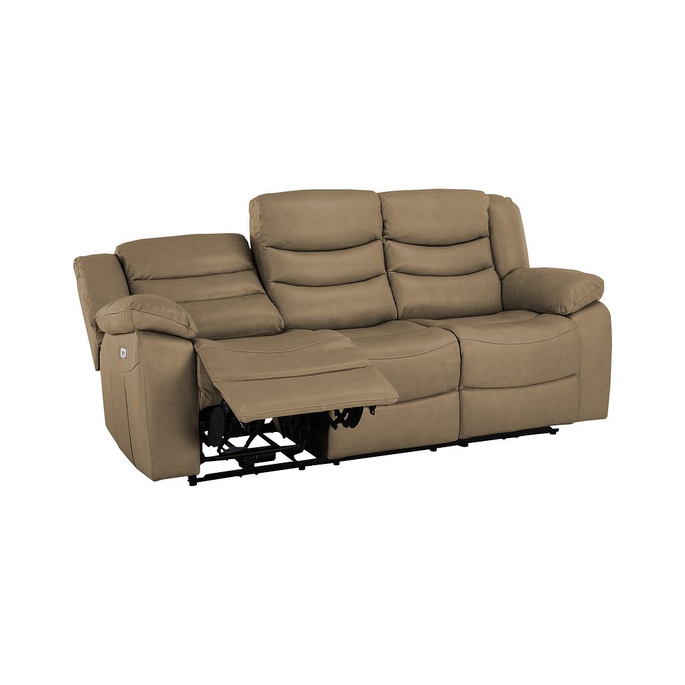 Marlow 3 Seater Electric Recliner Sofa in Beige Leather 5