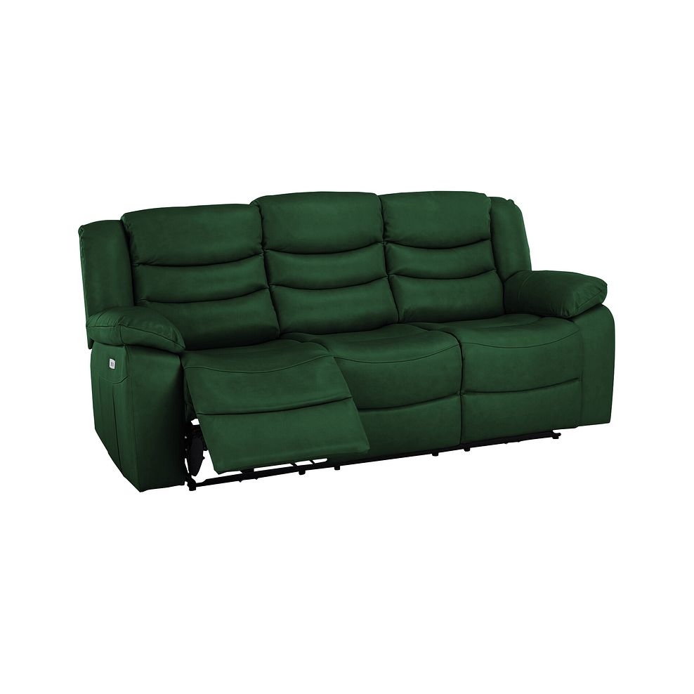 Marlow 3 Seater Electric Recliner Sofa in Green Leather 3