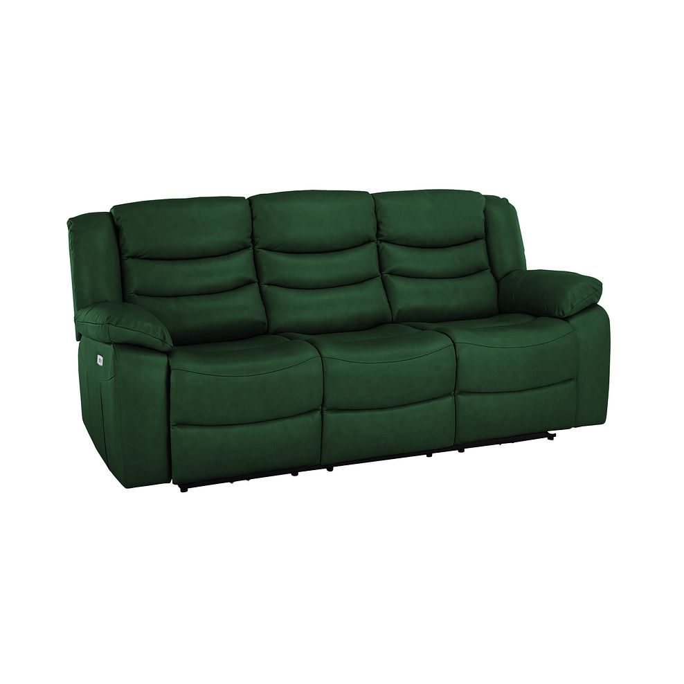 Marlow 3 Seater Electric Recliner Sofa in Green Leather 1