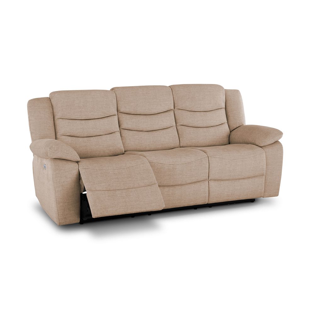 Marlow 3 Seater Electric Recliner Sofa in Plush Beige Fabric 3