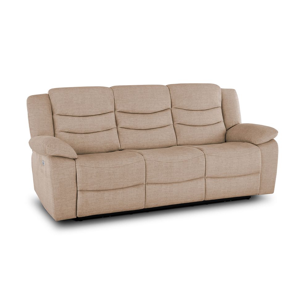 Marlow 3 Seater Electric Recliner Sofa in Plush Beige Fabric 1