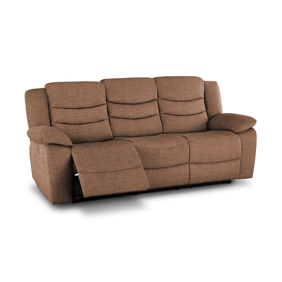 Marlow 3 Seater Electric Recliner Sofa in Plush Brown Fabric 3