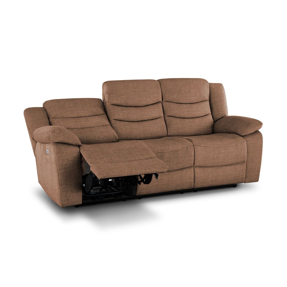 Marlow 3 Seater Electric Recliner Sofa in Plush Brown Fabric 4