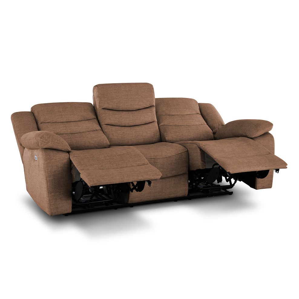 Marlow 3 Seater Electric Recliner Sofa in Plush Brown Fabric 5