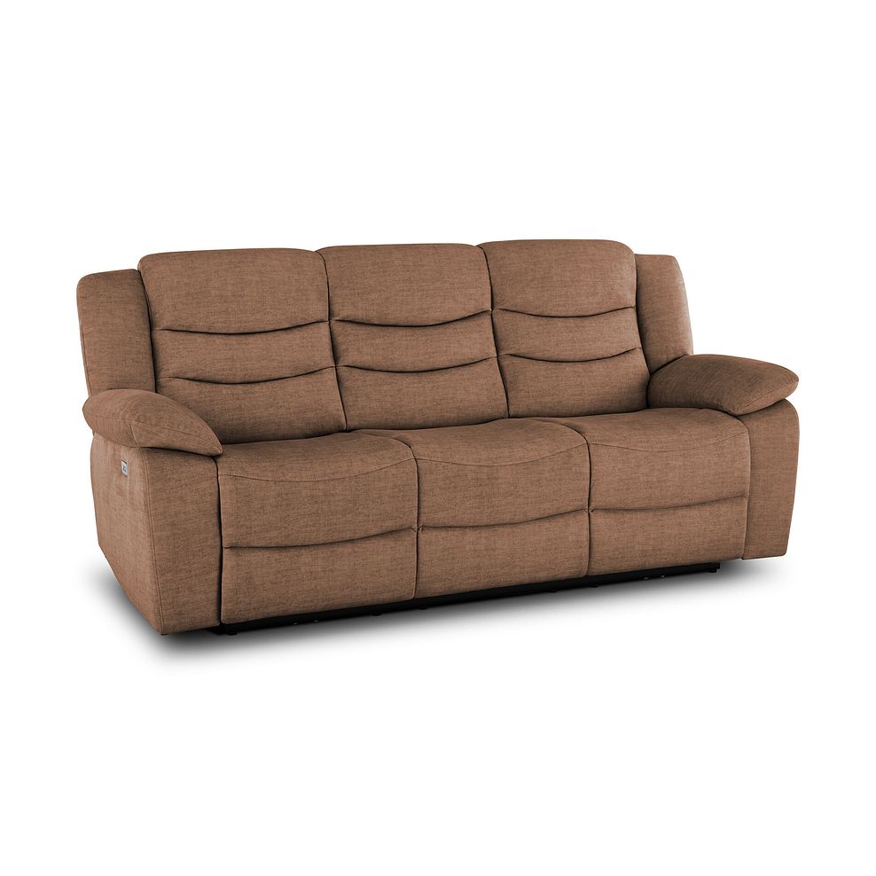 Marlow 3 Seater Electric Recliner Sofa in Plush Brown Fabric 1