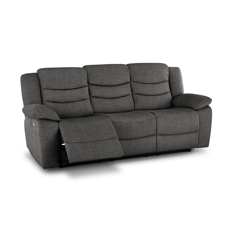 Marlow 3 Seater Electric Recliner Sofa in Plush Charcoal Fabric 3