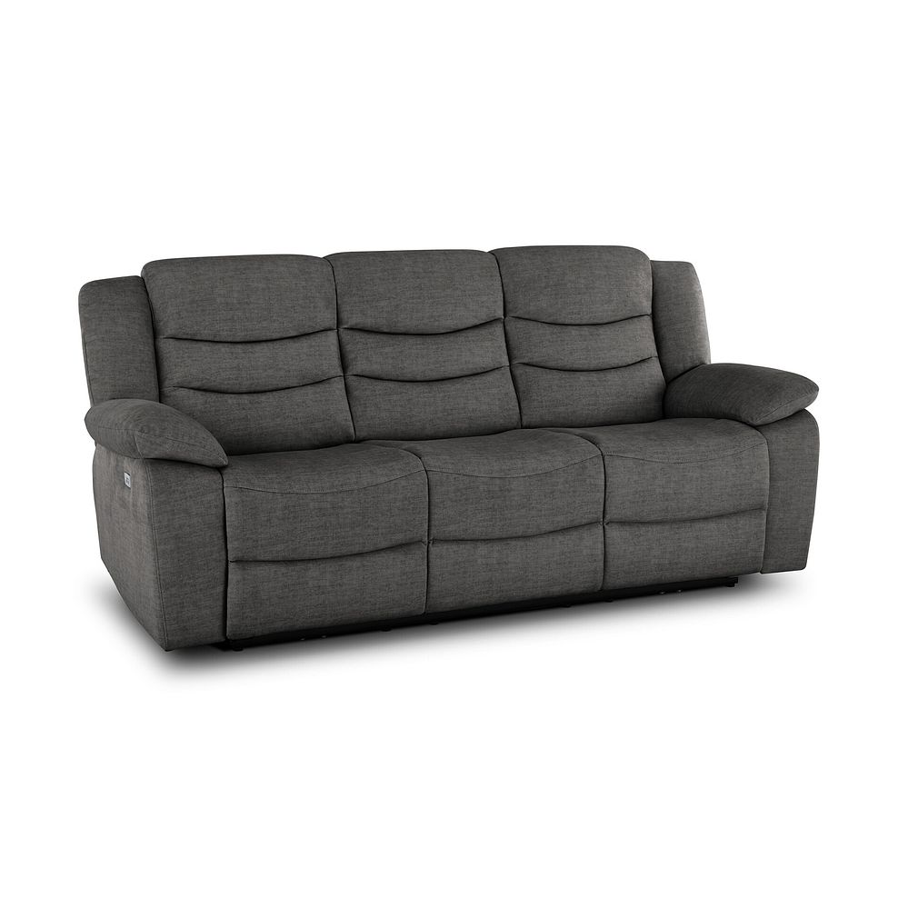 Marlow 3 Seater Electric Recliner Sofa in Plush Charcoal Fabric 1