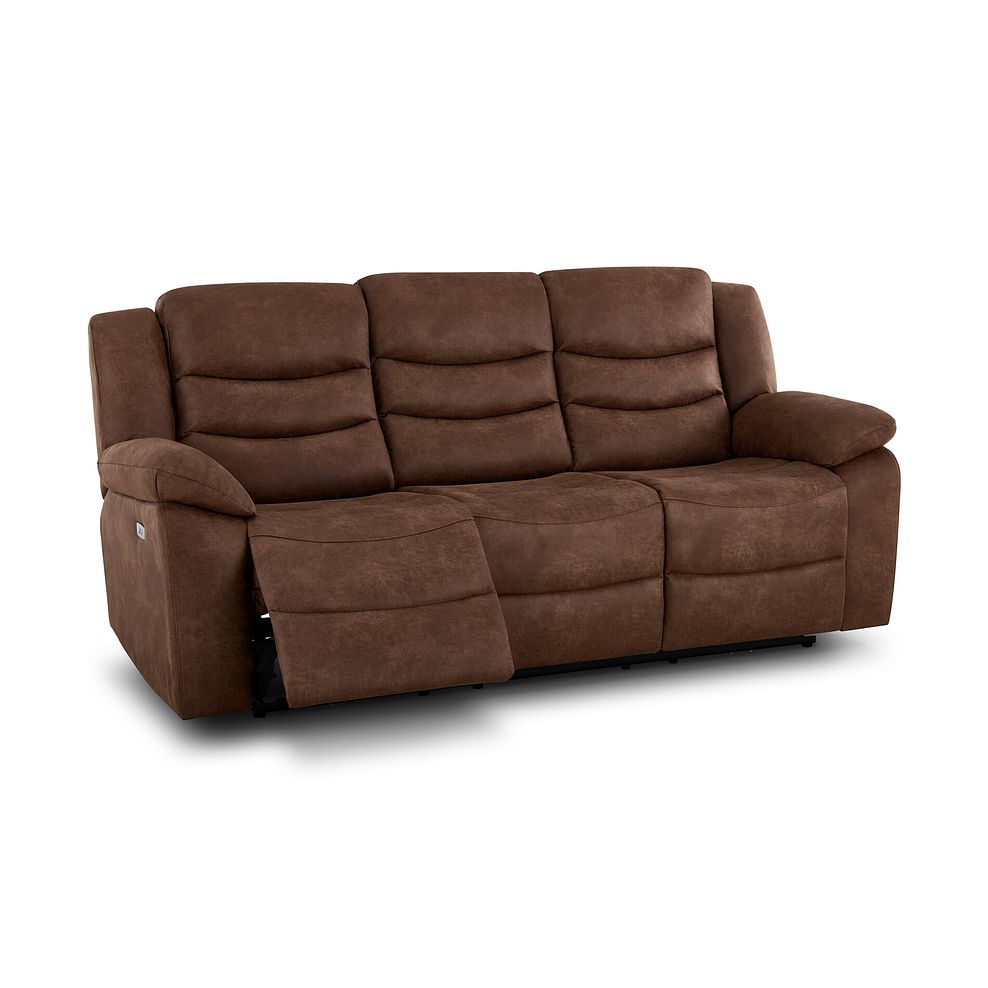 Marlow 3 Seater Electric Recliner Sofa in Ranch Dark Brown Fabric 3