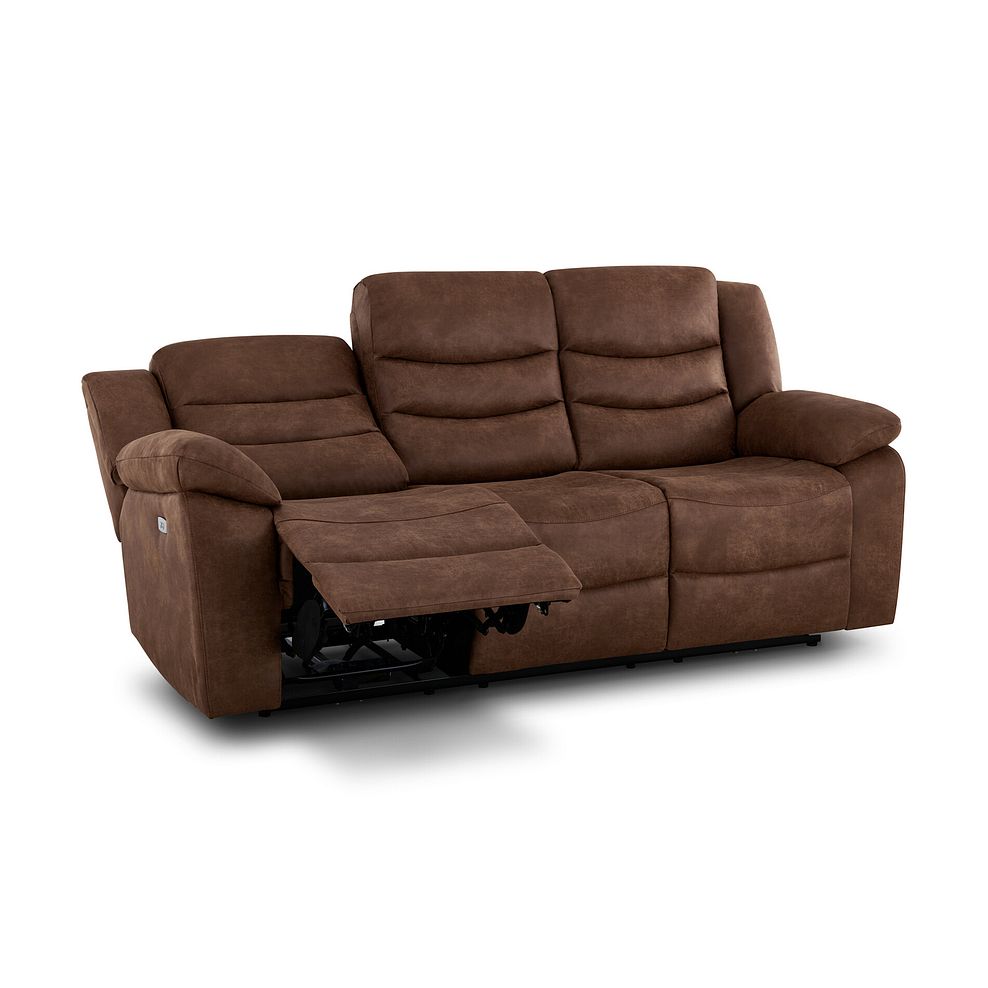 Marlow 3 Seater Electric Recliner Sofa in Ranch Dark Brown Fabric 4