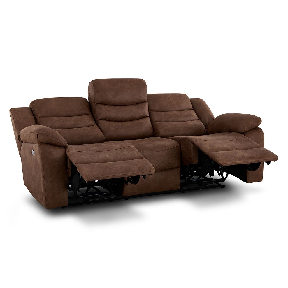 Marlow 3 Seater Electric Recliner Sofa in Ranch Dark Brown Fabric 5