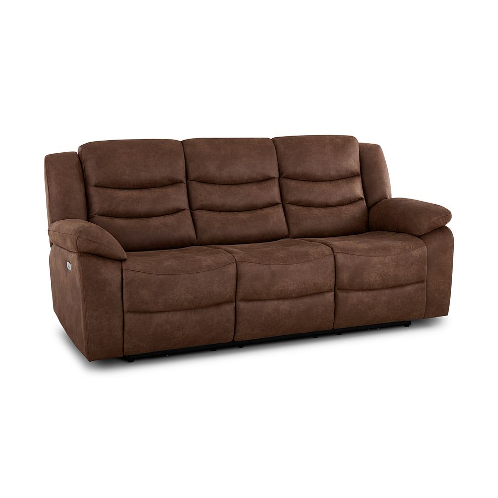 Marlow 3 Seater Electric Recliner Sofa in Ranch Dark Brown Fabric 1