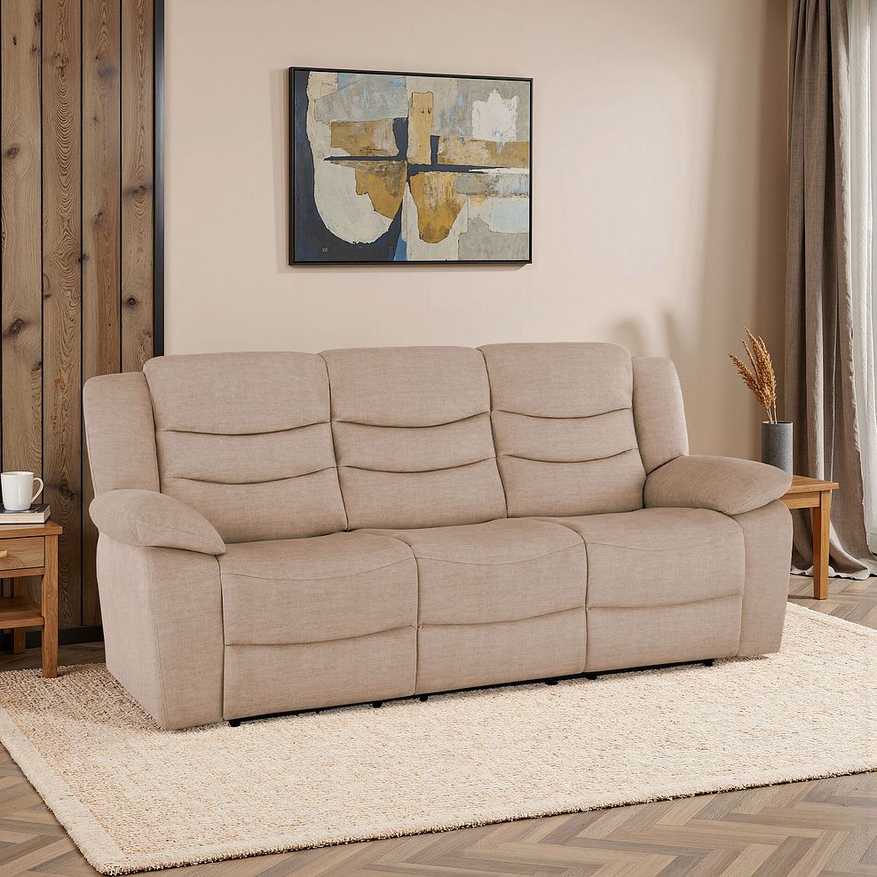 Marlow 3 Seater Sofa in Plush Beige Fabric 1