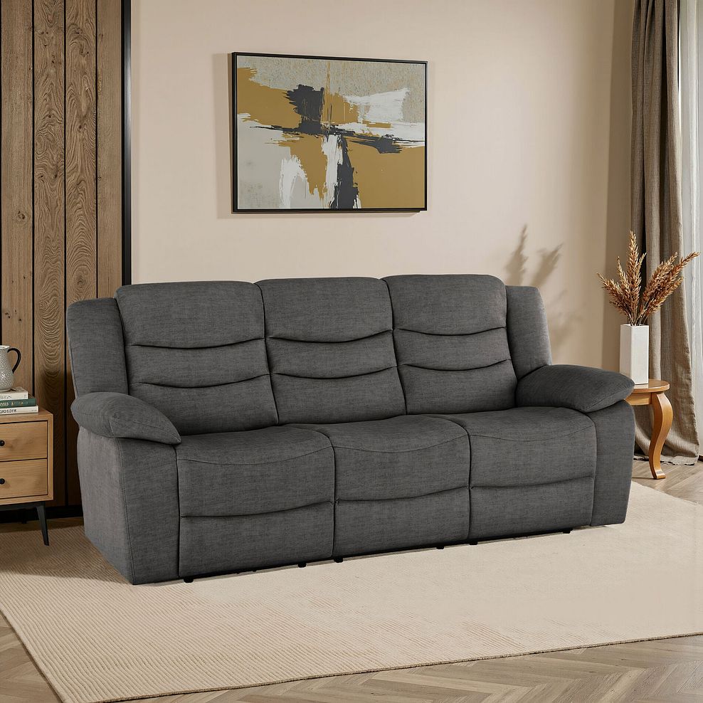 Marlow 3 Seater Sofa in Plush Charcoal Fabric 1