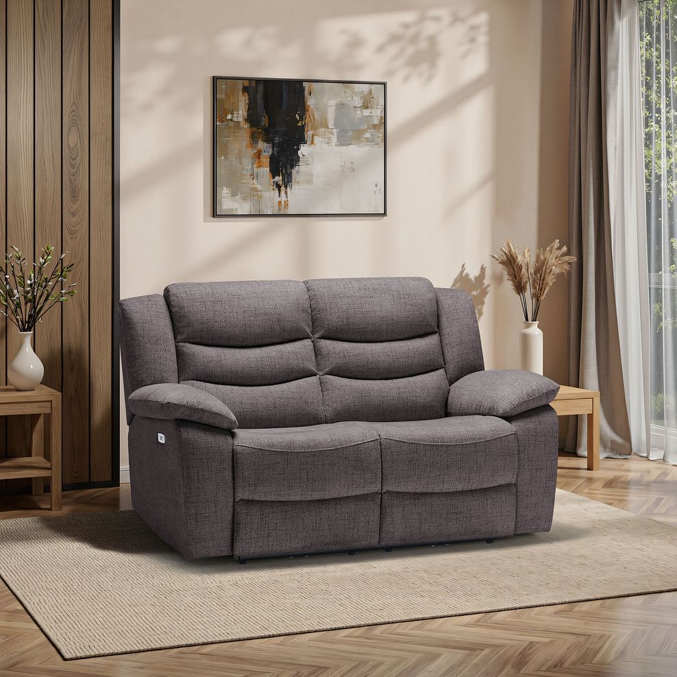 Marlow 2 Seater Electric Recliner Sofa in Andaz Charcoal Fabric 1