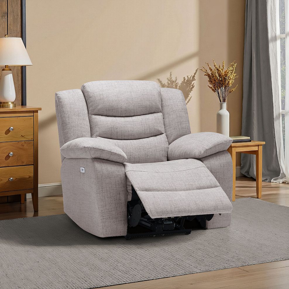 Marlow Electric Recliner Armchair in Andaz Silver Fabric 1
