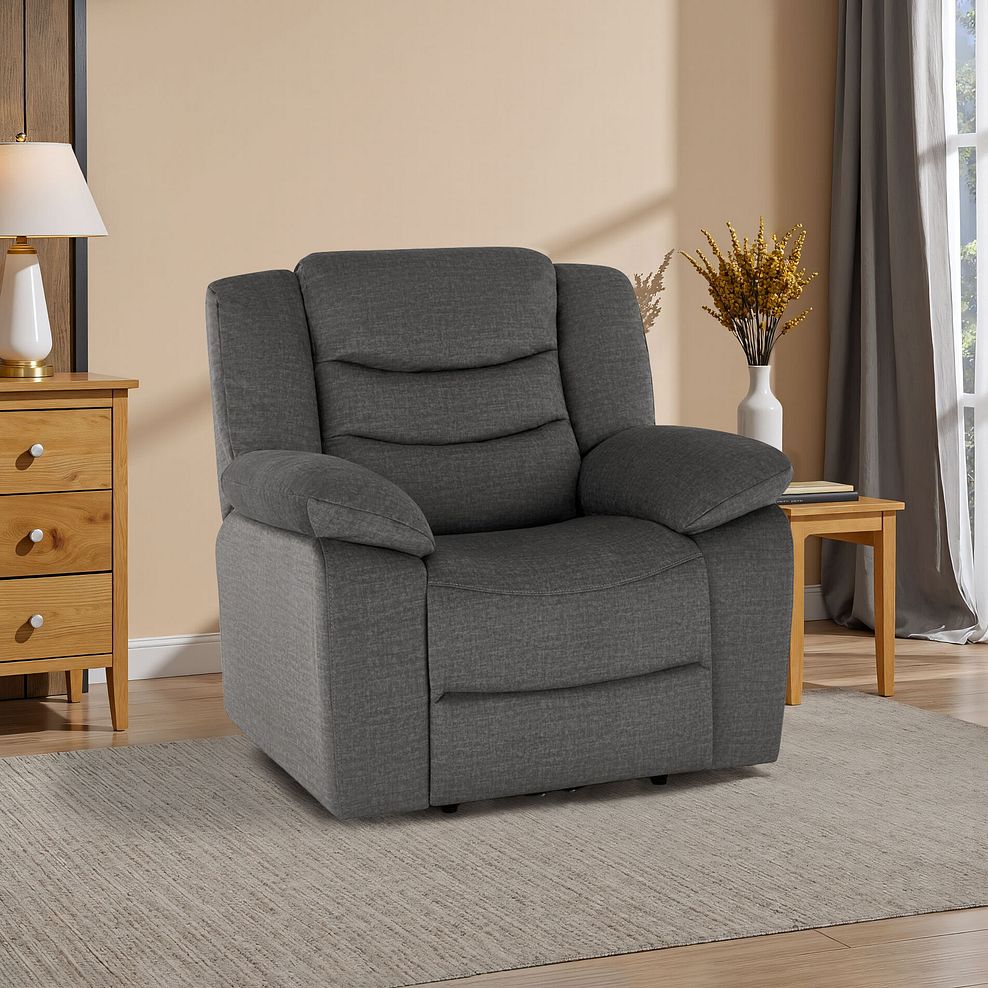 Marlow Armchair in Plush Charcoal Fabric 1