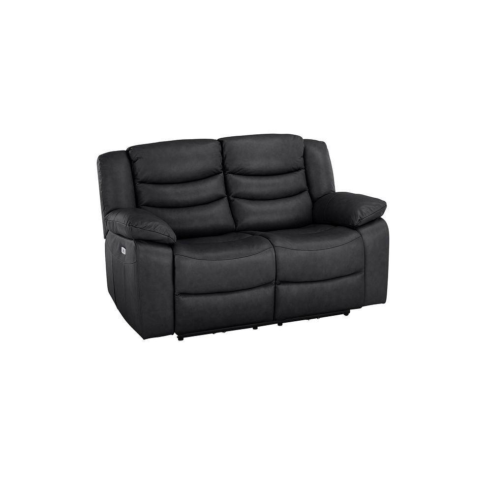 Marlow 2 Seater Electric Recliner Sofa in Black Leather Thumbnail 1