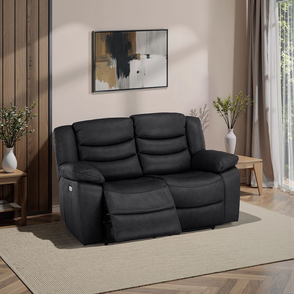 Marlow 2 Seater Electric Recliner Sofa in Black Leather 1