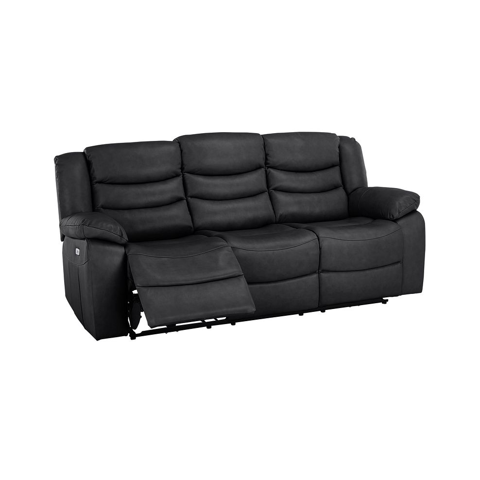 Marlow 3 Seater Electric Recliner Sofa in Black Leather Thumbnail 3