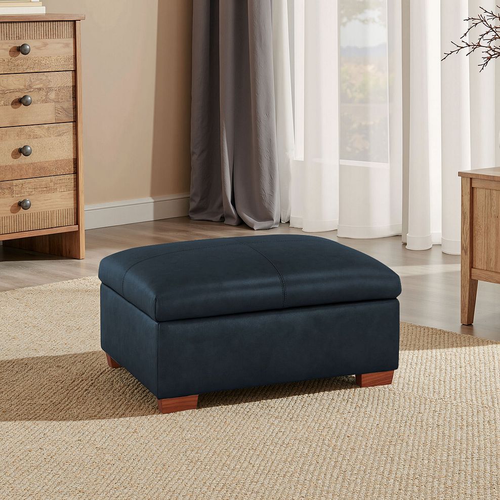 Marlow Storage Footstool in Blue Leather 1