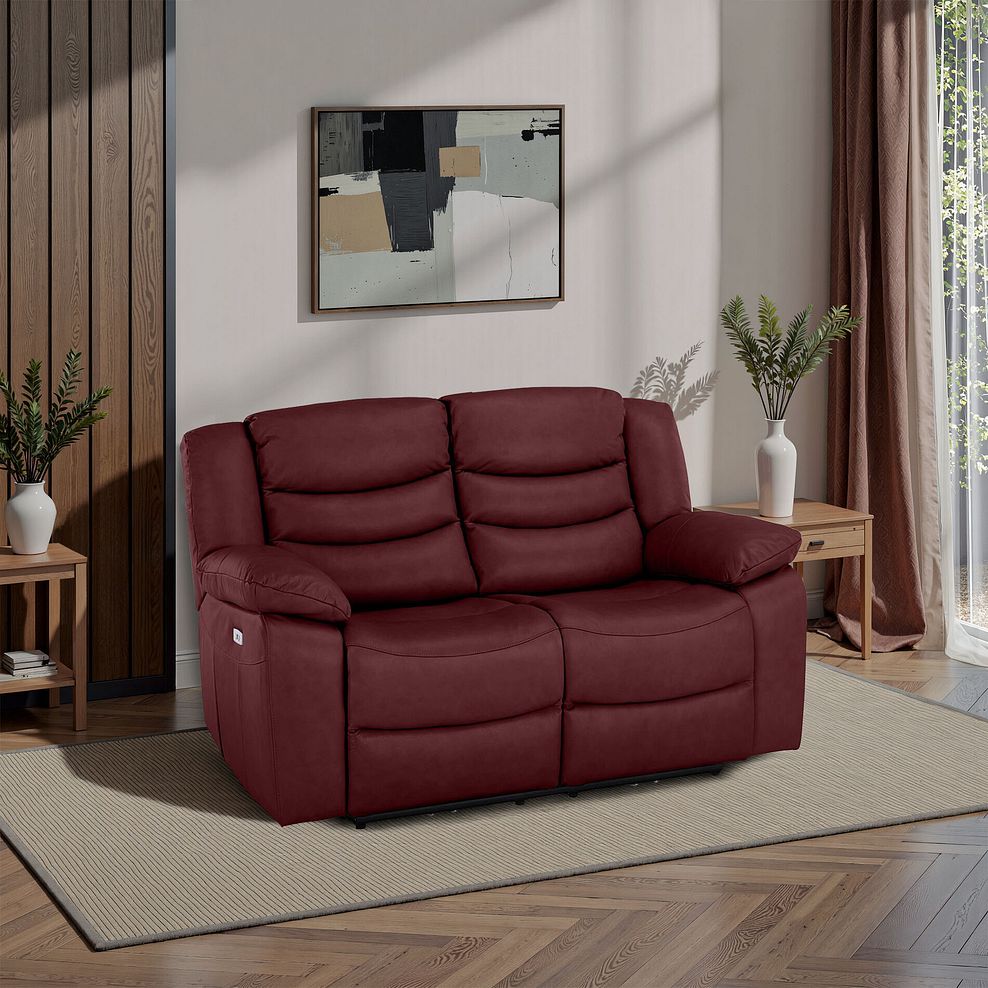 Marlow 2 Seater Electric Recliner Sofa in Burgundy Leather 1