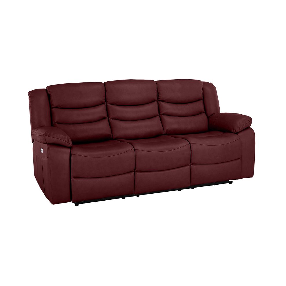 Marlow 3 Seater Electric Recliner Sofa in Burgundy Leather Thumbnail 1