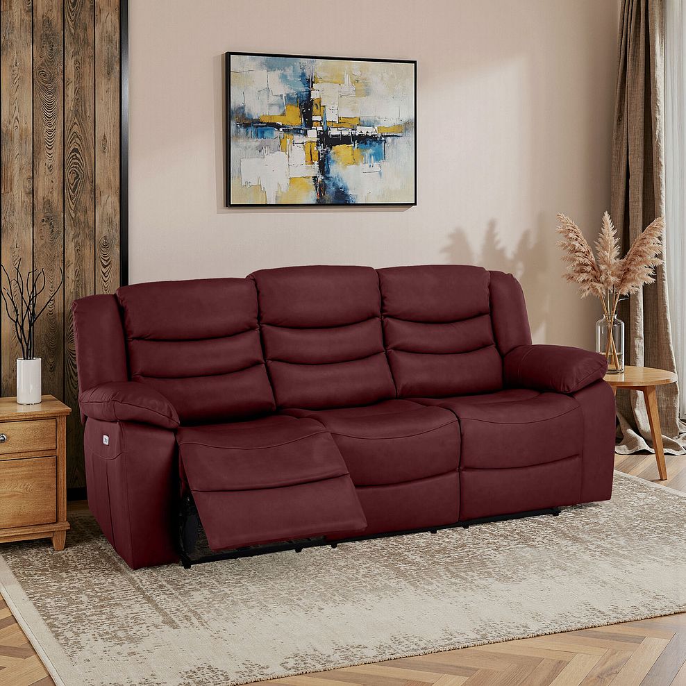 Marlow 3 Seater Electric Recliner Sofa in Burgundy Leather 1