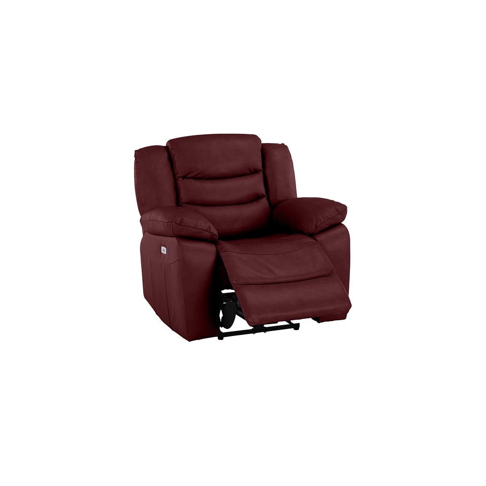 Marlow Electric Recliner Armchair in Burgundy Leather Thumbnail 3