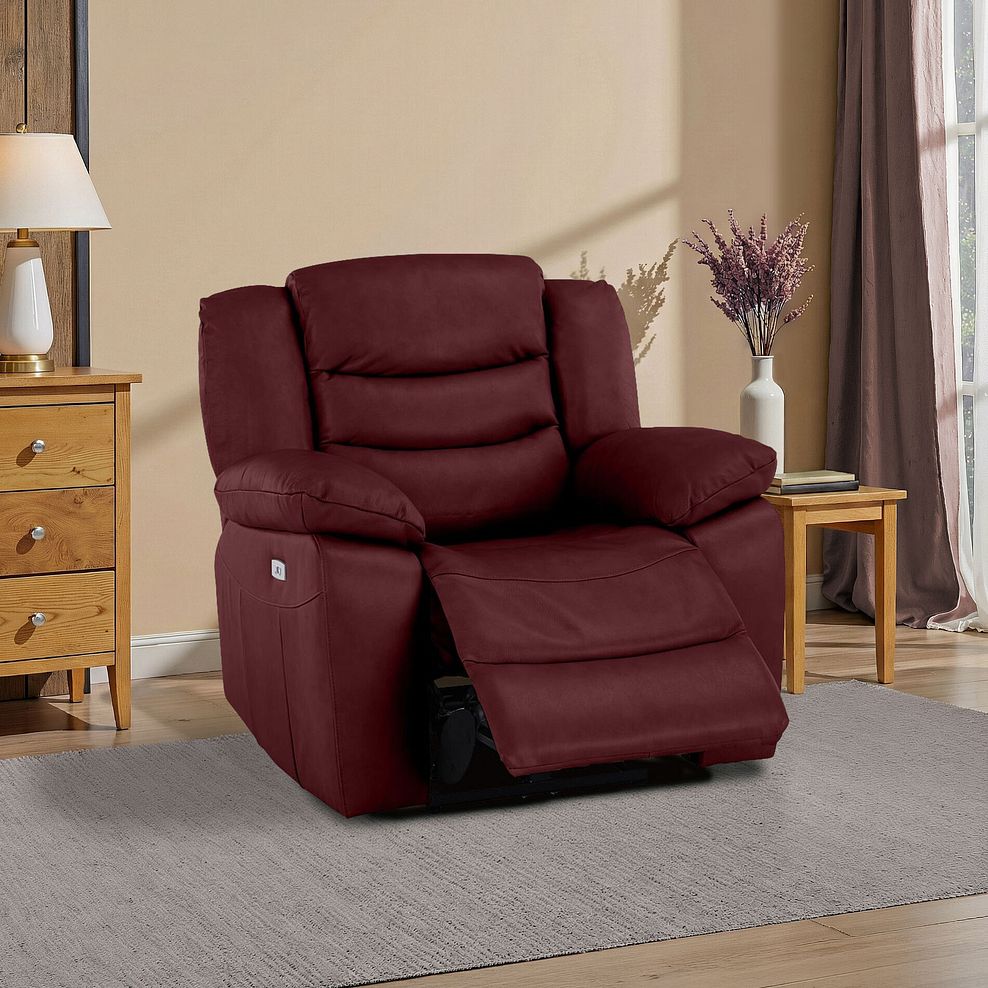Marlow Electric Recliner Armchair in Burgundy Leather 1