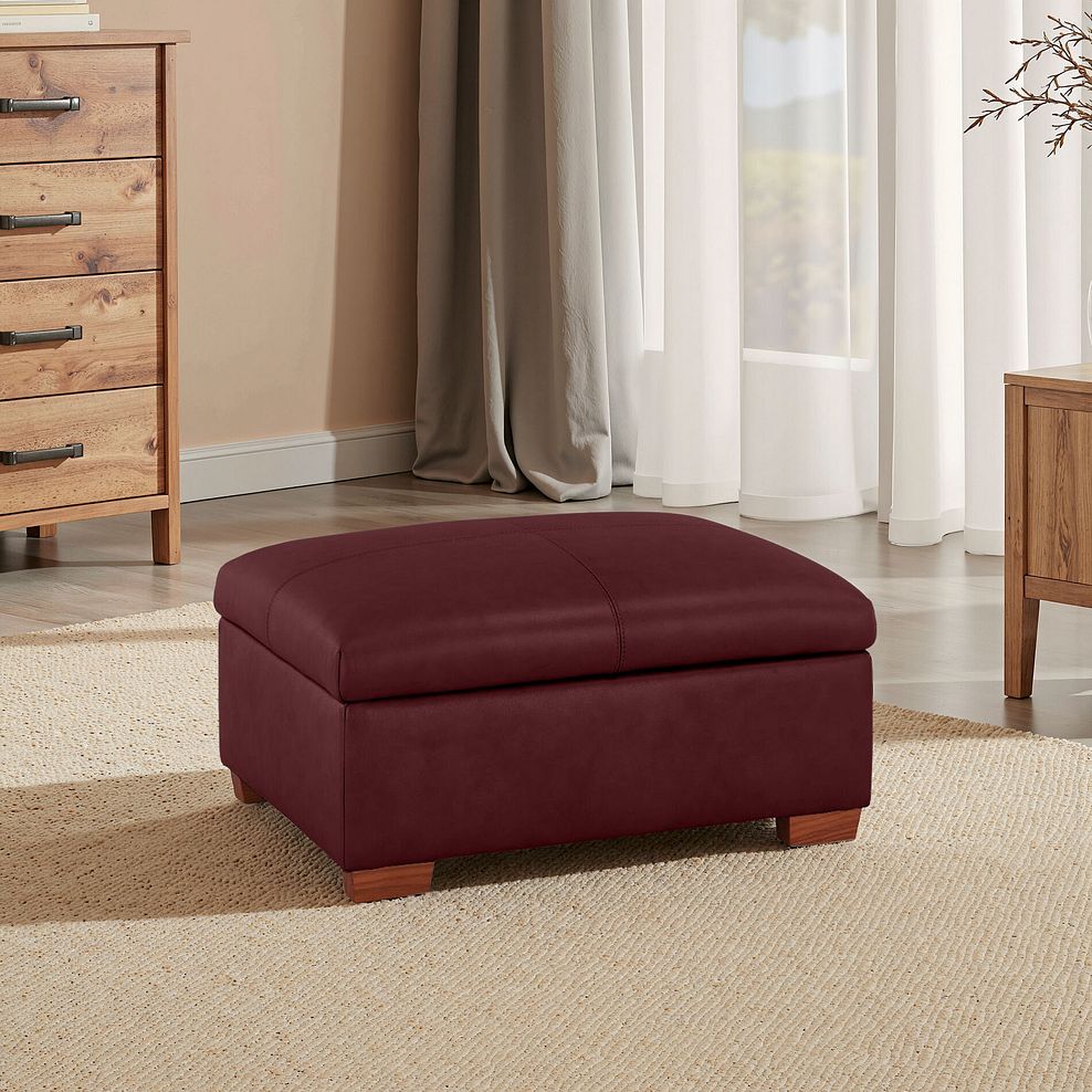 Marlow Storage Footstool in Burgundy Leather 1