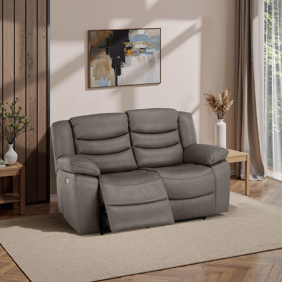Marlow 2 Seater Electric Recliner Sofa in Dark Grey Leather 1