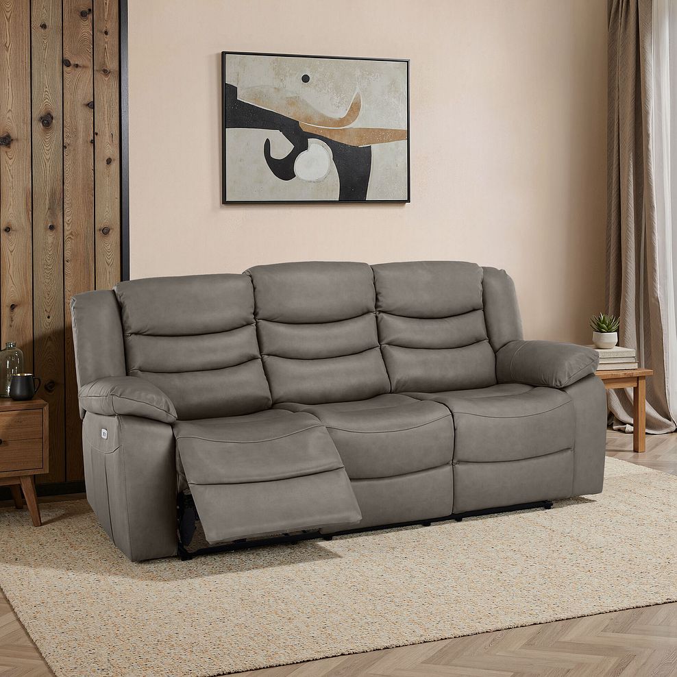 Marlow 3 Seater Electric Recliner Sofa in Dark Grey Leather 1