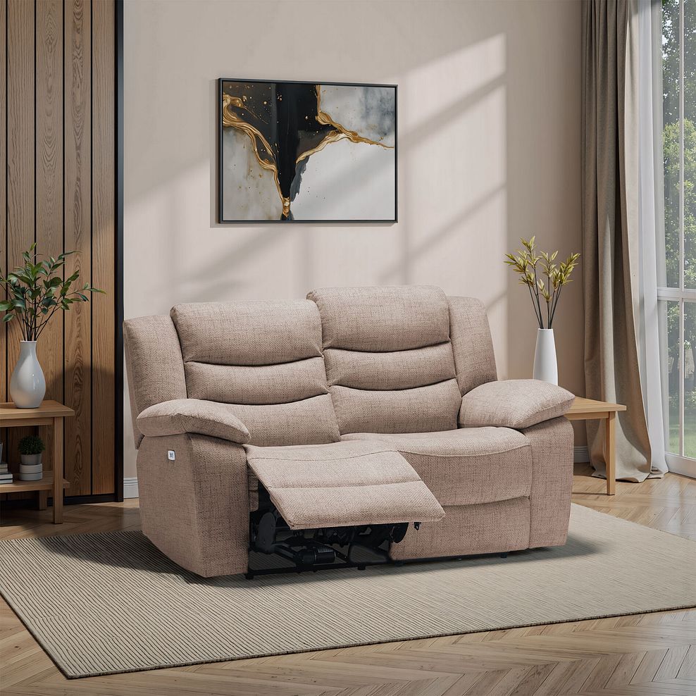 Marlow 2 Seater Electric Recliner Sofa in Dorset Beige Fabric 1