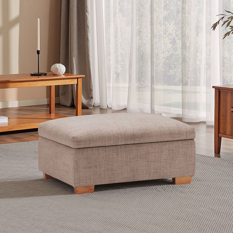 Marlow Storage Footstool in Dorset Beige Fabric 1
