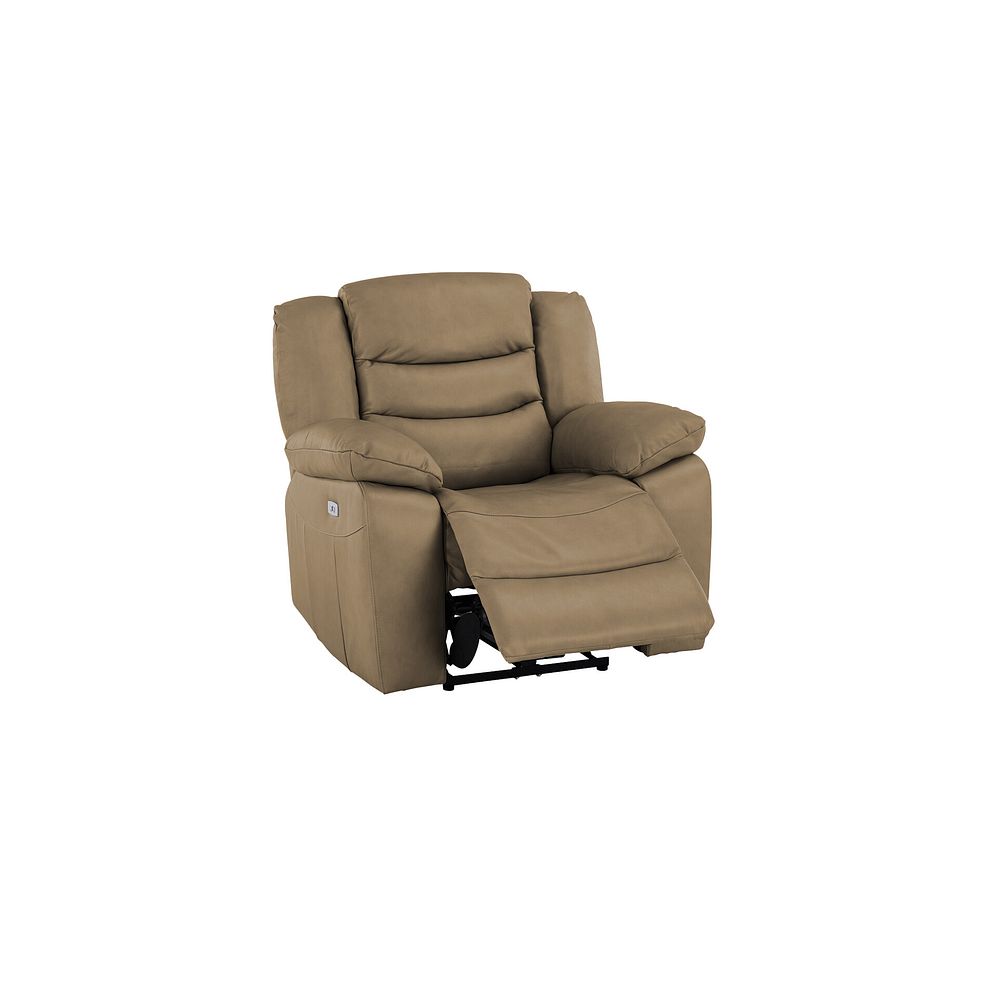 Marlow Electric Recliner Armchair in Beige Leather 3