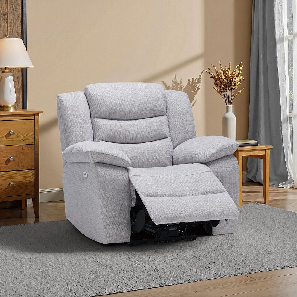 Marlow Electric Recliner Armchair in Miller Grey Fabric 1