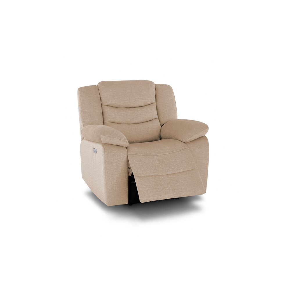 Marlow Electric Recliner Armchair in Plush Beige Fabric 3