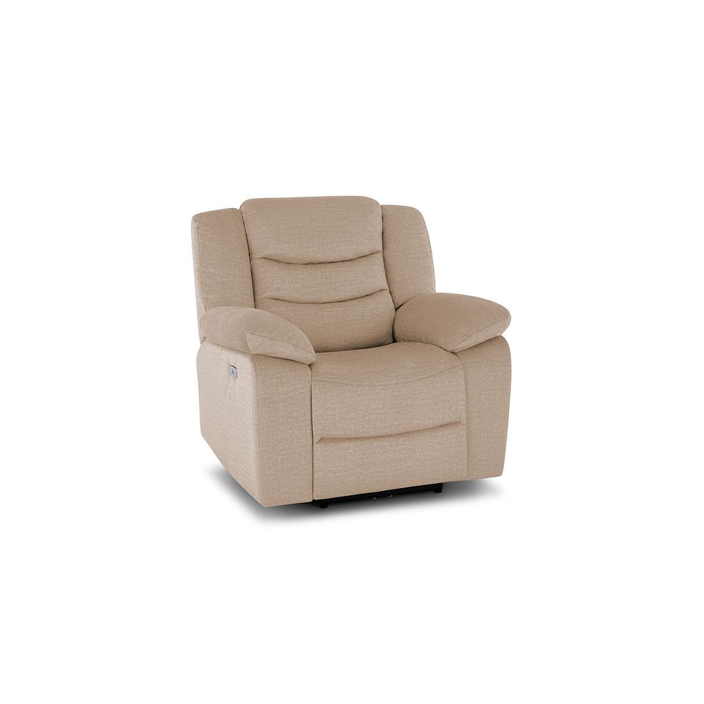 Marlow Electric Recliner Armchair in Plush Beige Fabric 1