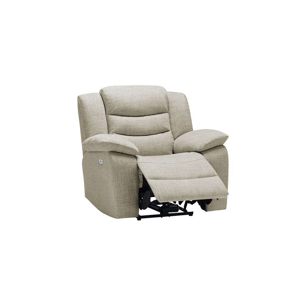 Marlow Electric Recliner Armchair in Plush Beige Fabric 3